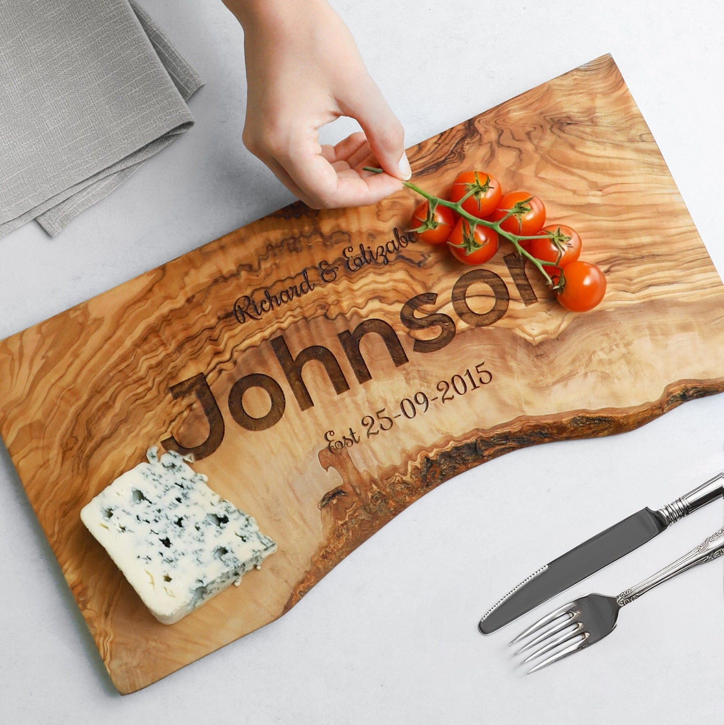 Live Edge Rectangle Olive Wood Cutting Board